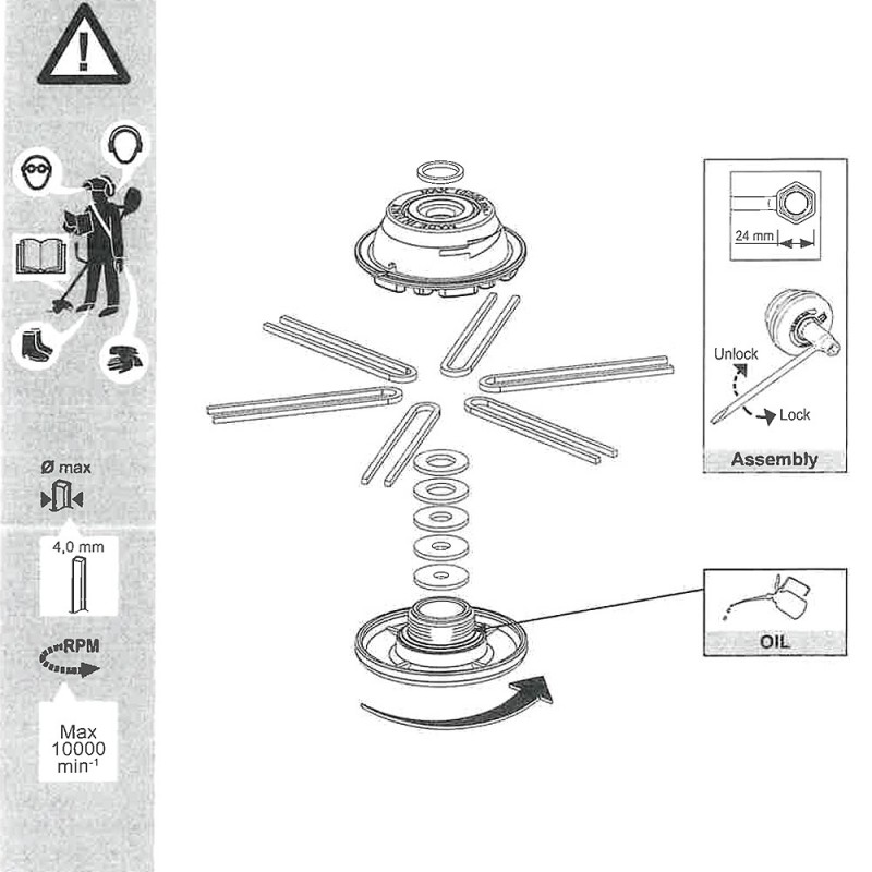 50 Têtes débroussailleuse Multi-fils araignée alu/alu 8 fils