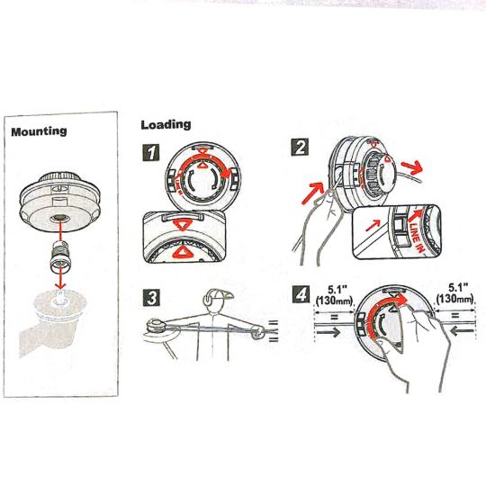 Tête débroussailleuse Easy Work Ø130 mm Tap'N'Go. M10x1 LH F - M12x1,5 LH F