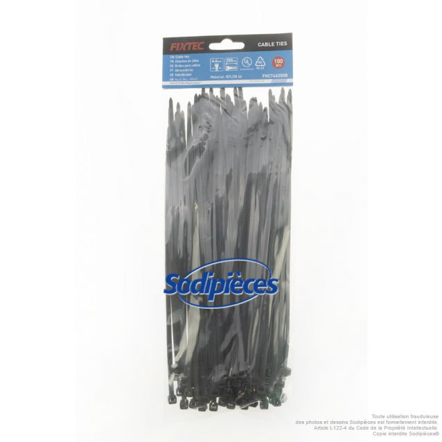 Serre-câble noir 4,6 x 250 mm- kit de 100 Serre-câble noir 4,6 x 250 mm- kit de 100