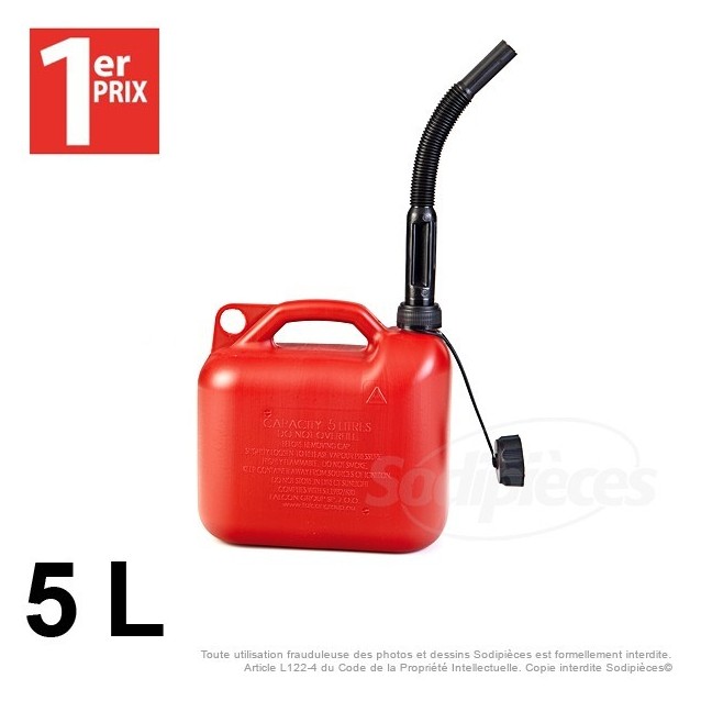 Bidon de 5 L rouge avec bec verseur