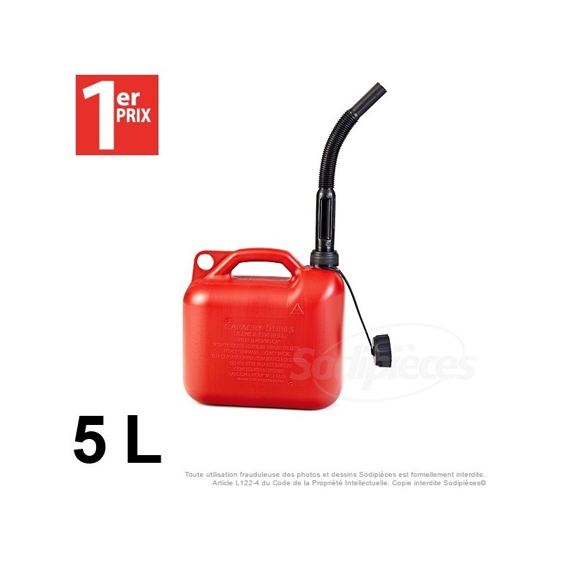 Bidon de 5 L rouge avec bec verseur