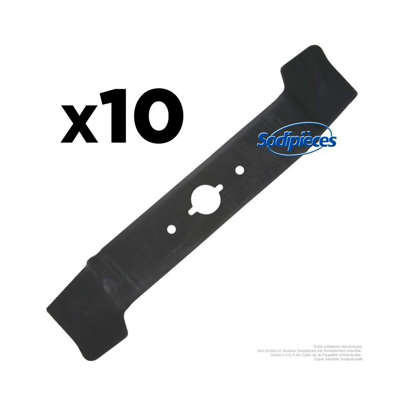 10 Lames tondeuse 46 cm. Al. 32,5 mm + Ergots . Pour Wolf