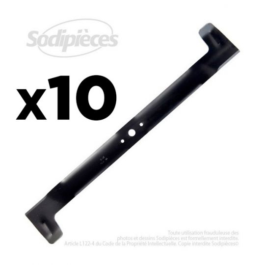 10 Lames tondeuse 71 cm. Al. 18,5 mm. Pour Castel Garden, Honda, Iseki, John Deere, Solo, Stiga, Viking