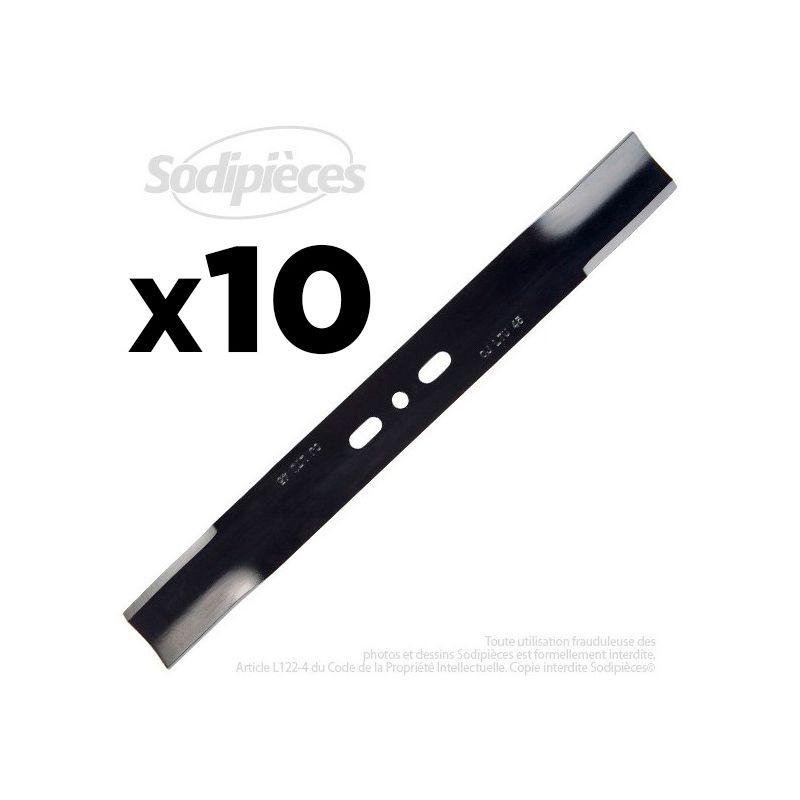 10 Lames tondeuse 45 cm. Alésage 10 mm