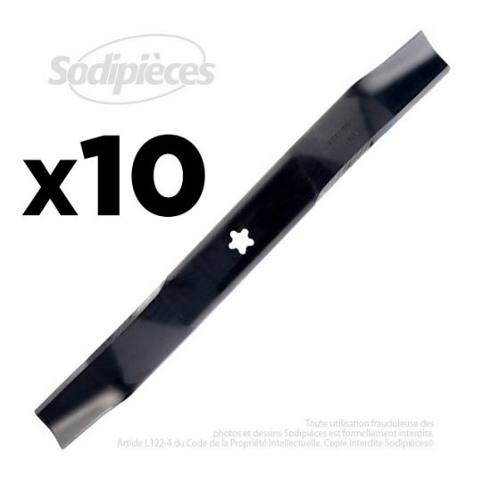 10 Lames tondeuse 53 cm. Al. étoilé5 pointes. Pour AYP/Roper, Bernard loisirs, Husqvarna