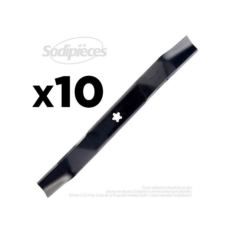 10 Lames tondeuse 53 cm. Al. étoilé5 pointes. Pour AYP/Roper, Bernard loisirs, Husqvarna