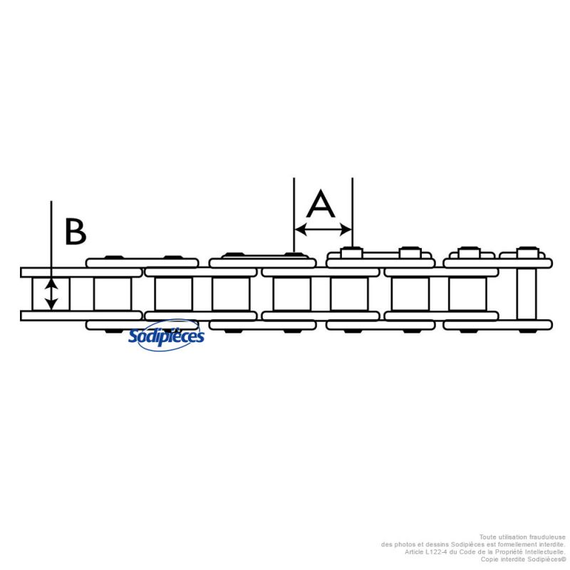Chaîne de transmission C41. 12,7 x 6,4 mm. 3 mètres