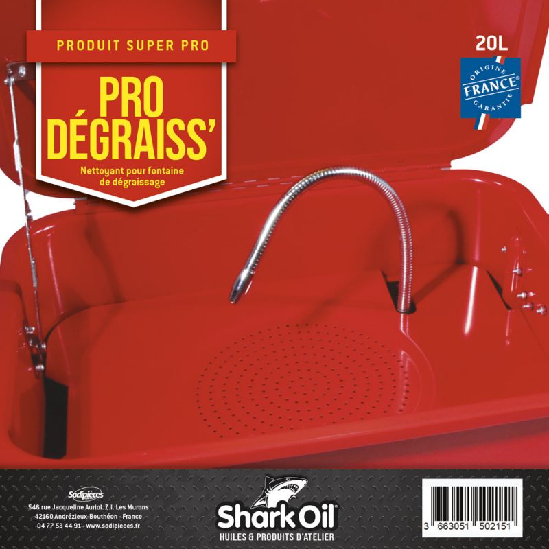 Nettoyant dégraissant Pro Degraiss 20L – Spécial fontaines de dégraissage - Shark Oil