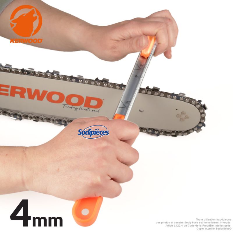 Porte-lime Kerwood avec lime ronde Ø4,0 mm pour affûtage de chaîne tronçonneuse