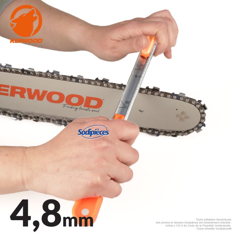 Porte-lime Kerwood avec lime ronde Ø4,8 mm pour affûtage de chaîne tronçonneuse