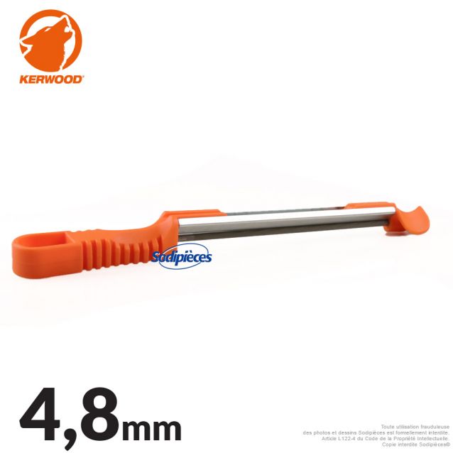 Porte-lime Kerwood avec lime ronde Ø4,8 mm pour affûtage de chaîne tronçonneuse Porte-lime Kerwood avec lime ronde Ø4,8 mm pour affûtage de chaîne tronçonneuse