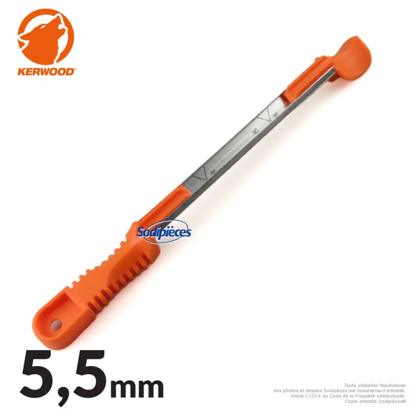 Porte-lime Kerwood avec lime ronde Ø5,5 mm pour affûtage de chaîne tronçonneuse