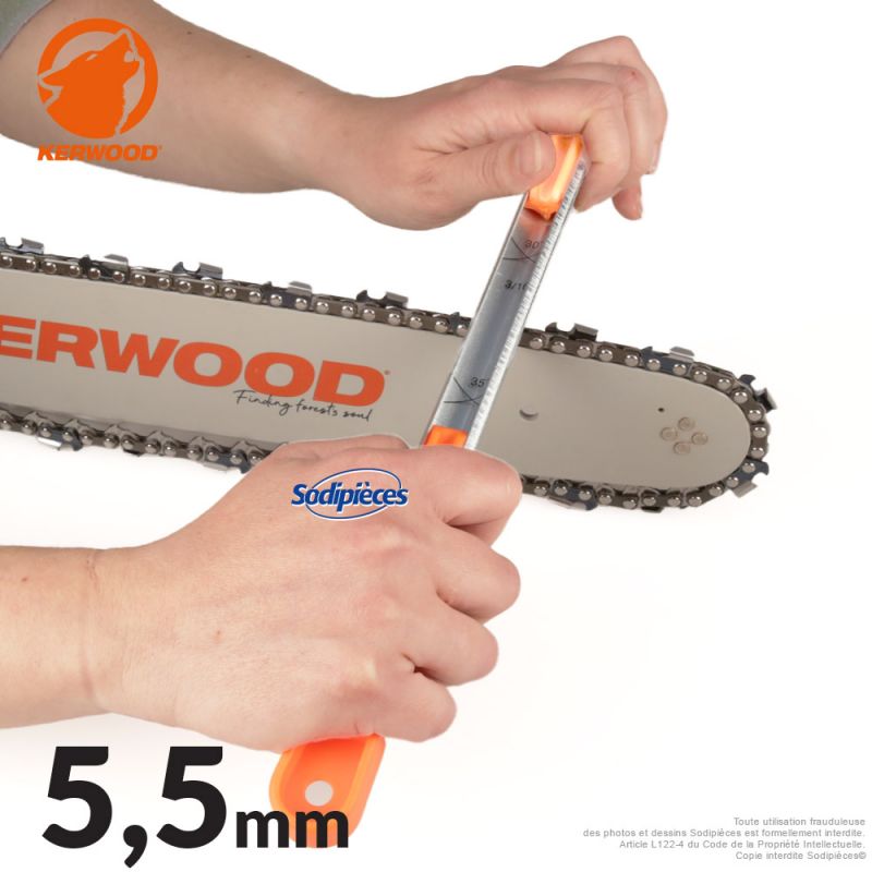 Porte-lime Kerwood avec lime ronde Ø5,5 mm pour affûtage de chaîne tronçonneuse