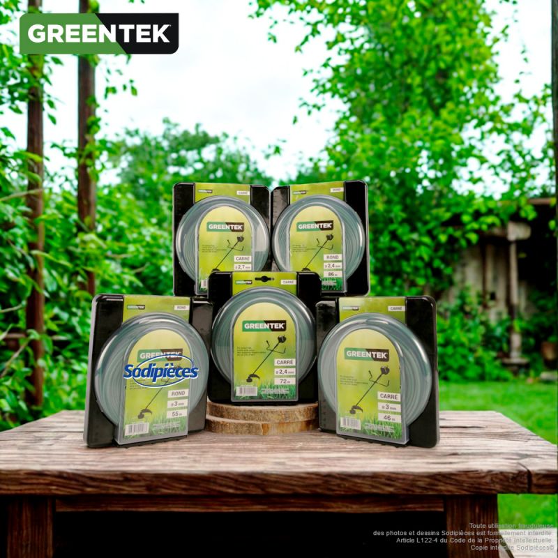 Fil débroussailleuse rond sous blister. 2,4 mm x 86 m. Greentek