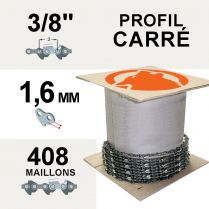 Chaîne tronçonneuse KERWOOD 25 pieds, 3/8", 1,6mm, profil carré