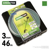 Fil débroussailleuse carré sous blister. 3 mm x 46 m. Greentek