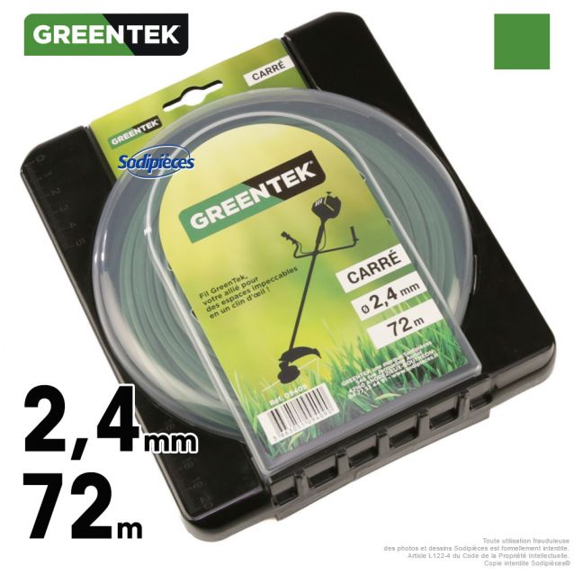 Fil débroussailleuse carré sous blister. 2,4 mm x 78 m. Greentek Fil débroussailleuse carré sous blister. 2,4 mm x 78 m. Greentek