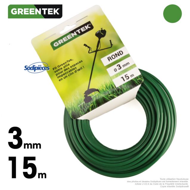Fil débroussailleuse rond. 3 mm x 15 m. Greentek Fil débroussailleuse rond. 3 mm x 15 m. Greentek