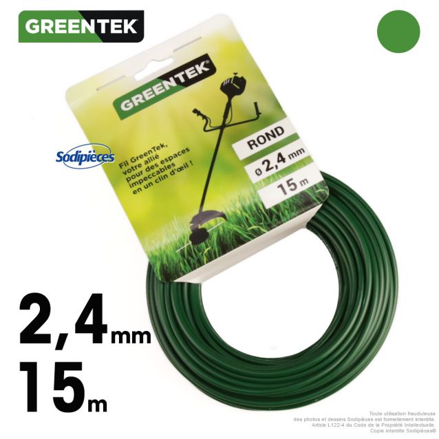 Fil débroussailleuse rond. 2.4 mm x 15 m. Greentek Fil débroussailleuse rond. 2.4 mm x 15 m. Greentek
