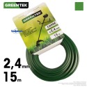Fil débroussailleuse carré. 2,4 mm x 15 m. Greentek