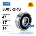 Roulement à billes 6303-2RS SKF. Double étanchéité