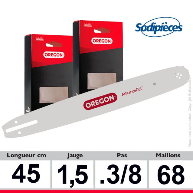 COMBO Oregon : 1 guide 188SFHD009 + 2 chaînes 73DPX068Epour tronçonneuse COMBO Oregon : 1 guide 188SFHD009 + 2 chaînes 73DPX068Epour tronçonneuse