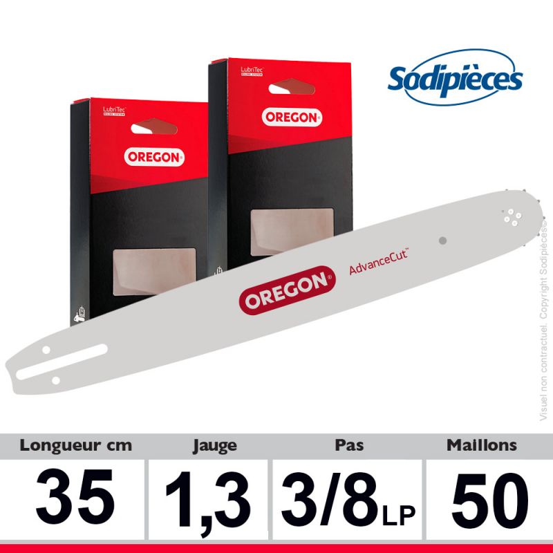 Combo Oregon : 1 guide 140SXEA074 + 2 chaînes 91VXL050E pour tronçonneuse