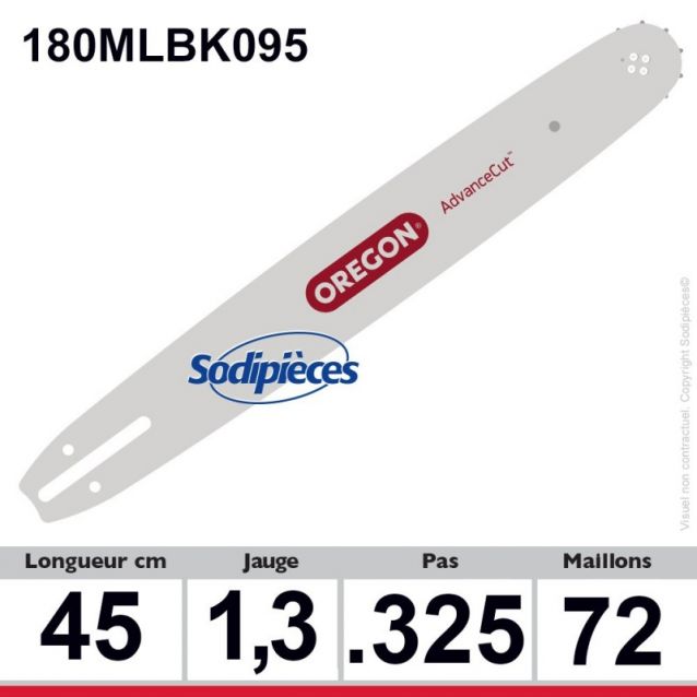 Combo Oregon : 1 guide 180MLBK095 + 2 chaînes 95TXL072E pour tronçonneuse Combo Oregon : 1 guide 180MLBK095 + 2 chaînes 95TXL072E pour tronçonneuse