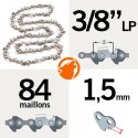Chaîne tronçonneuse KERWOOD 84 maillons 3/8"  1,5 mm semi carrée