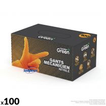 Gants mécanicien nitrile orange L – Boîte de 100 – Hander Green