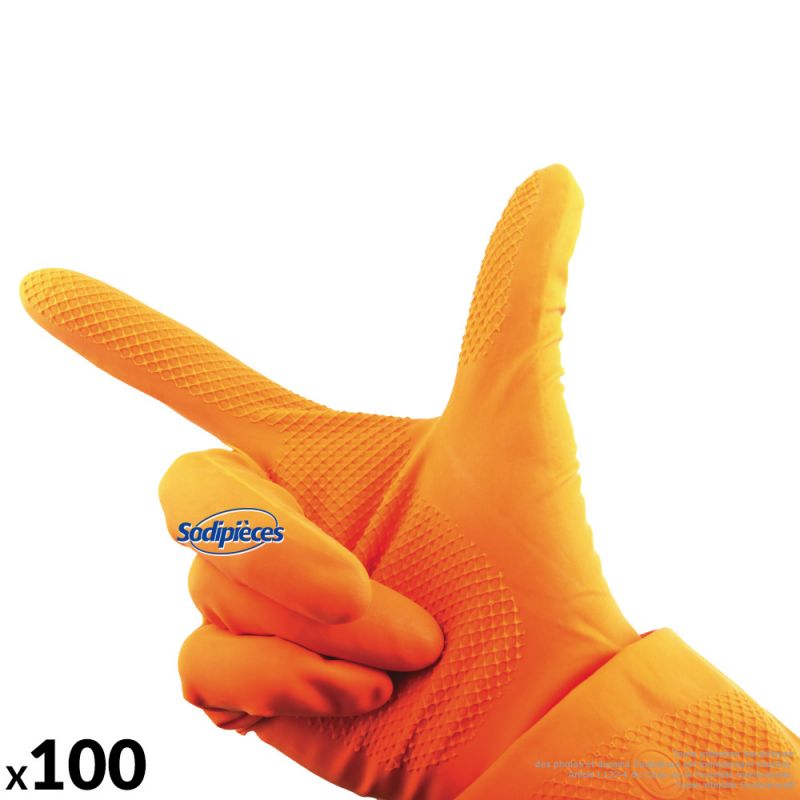 Gants mécanicien nitrile orange L – Boîte de 100 – Hander Green