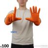 Gants mécanicien nitrile orange L – Boîte de 100 – Hander Green