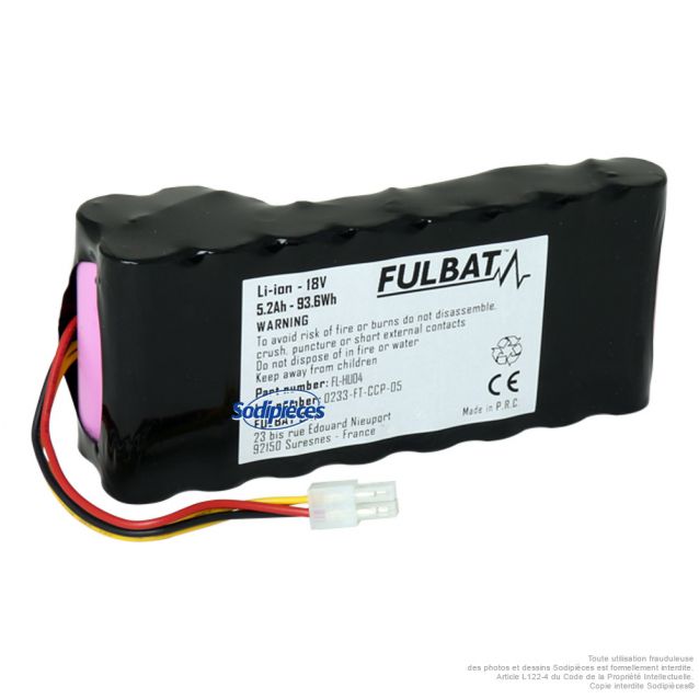 Batterie Lithium 18V 5.2Ah Fulbat AL-HU04 pour robots tondeuses Husqvarna Automower