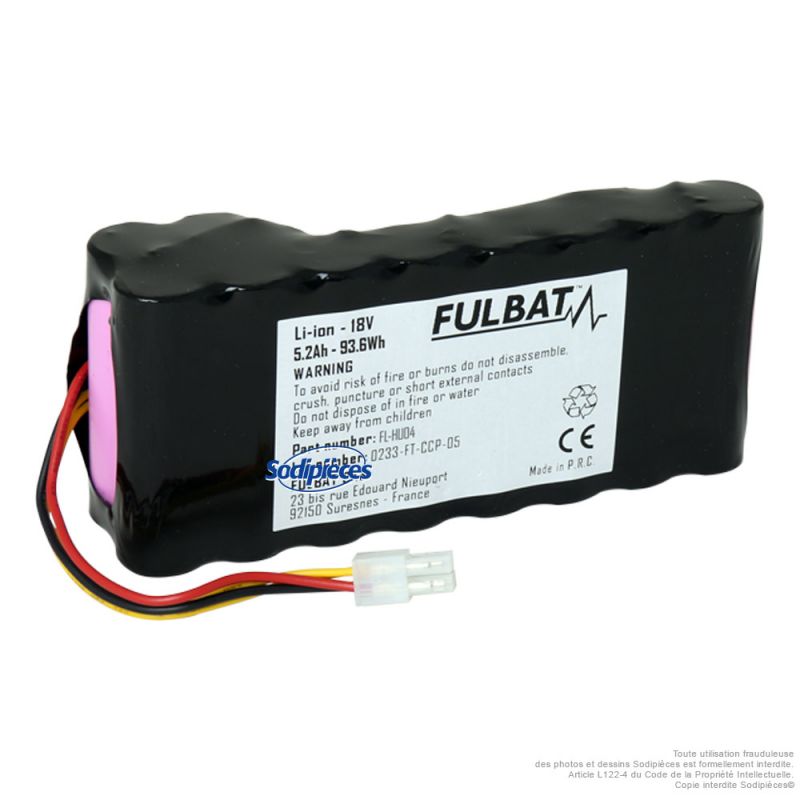 Batterie Lithium 18V 5.2Ah Fulbat AL-HU04 pour robots tondeuses Husqvarna Automower