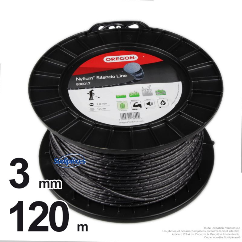 Bobine de fil Oregon Nylium Ondulé. 3 mm x 120 m pour débroussailleuse