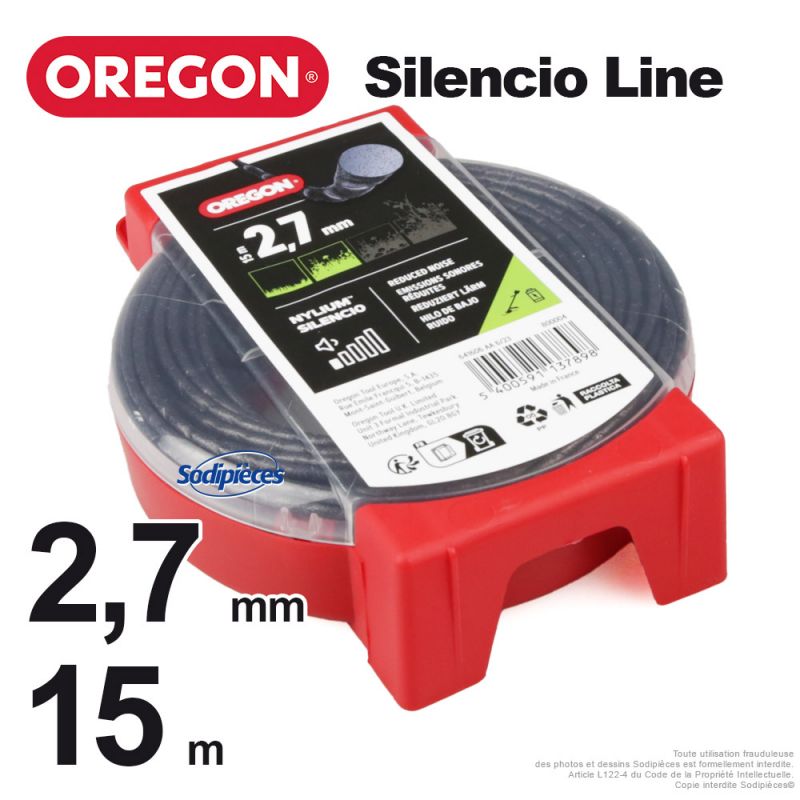 Fil Orégon Nylium Ondulé. 2,7 mm x 15 m pour débroussailleuse