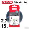 Fil Orégon Nylium Ondulé. 2,7 mm x 15 m pour débroussailleuse