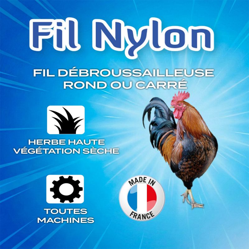 Fil débroussailleuse Ø 3 mm x 88 m Carré Bobine Fil Nylon