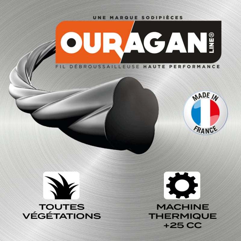 Fil débroussailleuse Ø 3,3 mm x 46 m Spirale Coque Ouragan