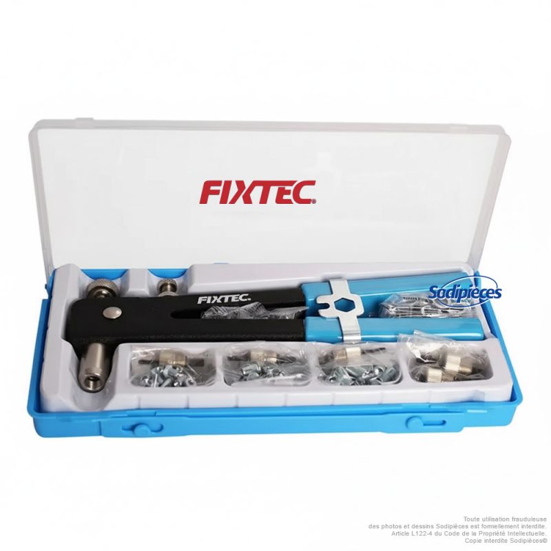 Pince à rivets filetés 11" avec mandrins M3 à M8 - Coffret 86 pièces - Fixtec