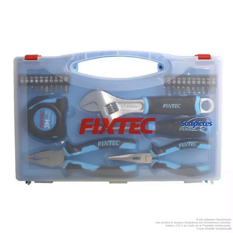 Coffret d’outils à main - 25 pièces - pince universelle, pince à bec long, clé à molette, manche de tournevis - Fixtec
