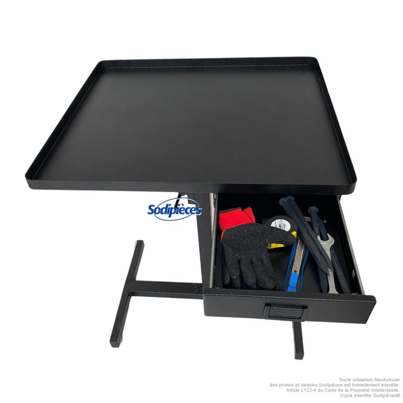 Table de travail réglable pour entretien robots tondeuses et atelier motoculture