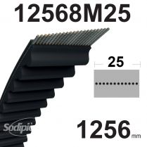 Courroie crantée 1256-8M-25 pour plateau Husqvarna Rider 90 cm