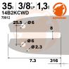 Guide tronçonneuse Kerwood. 35 cm. 3/8"LP. 1,3 mm. 14B2KCWD