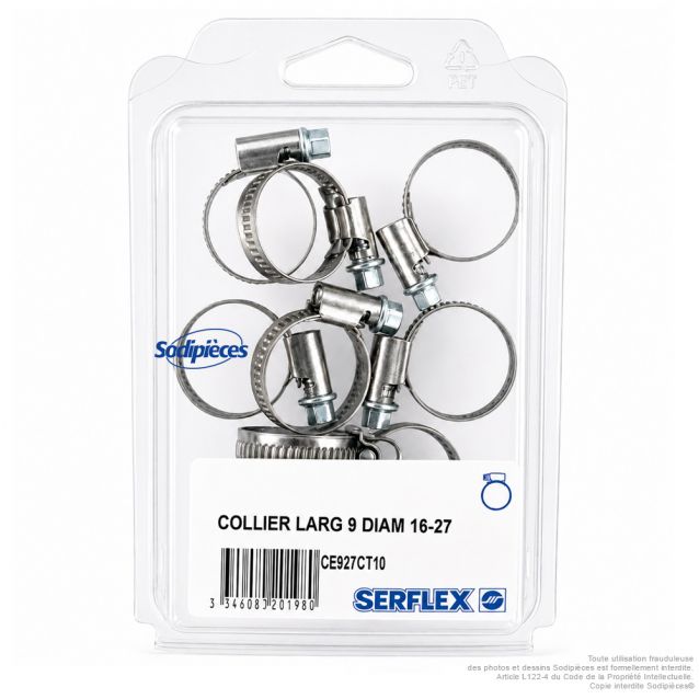 Colliers Serflex BP. Coffret de 10. diam serrage 16 à 27 mm