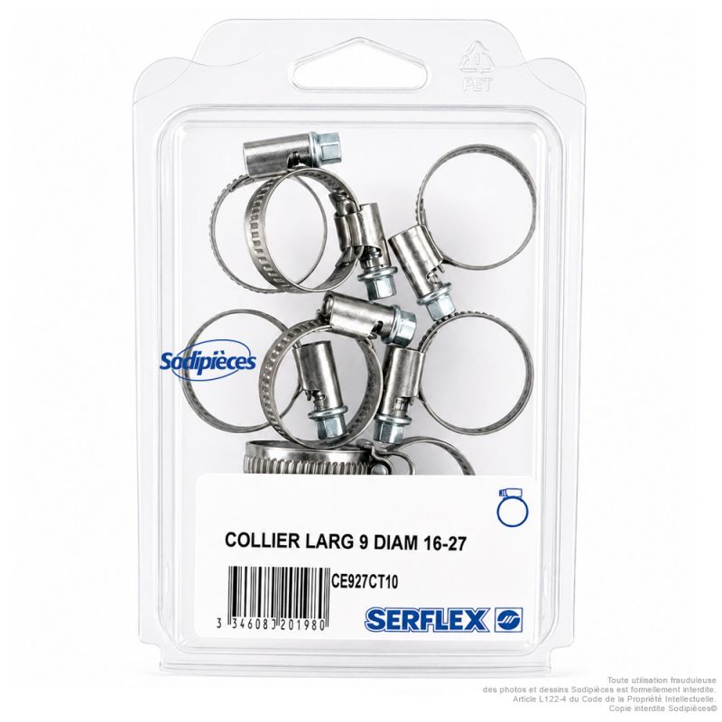 Colliers Serflex BP. Coffret de 10. diam serrage 16 à 27 mm