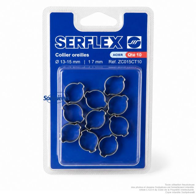 Colliers Serflex BO. Coffret de 10. diam serrage 13 à 15 mm