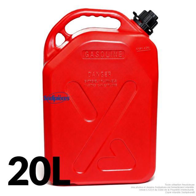 Bidon de 20 L rouge et noir avec bec verseur