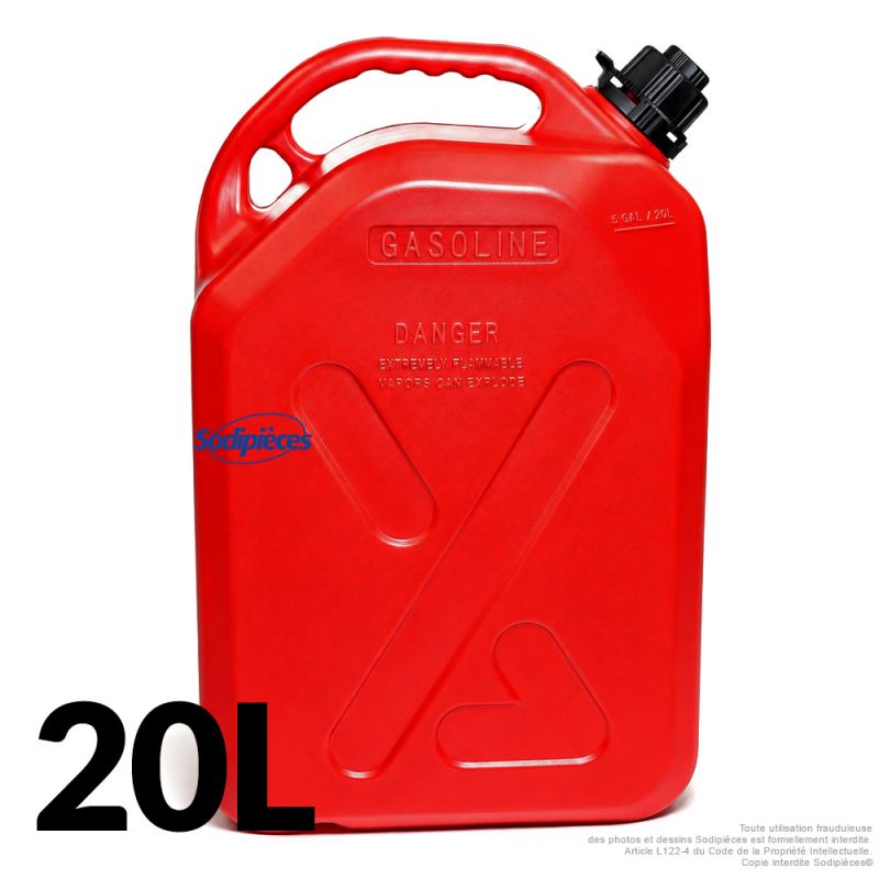 Bidon de 20 L rouge et noir avec bec verseur