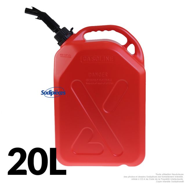 Bidon de 20 L rouge et noir avec bec verseur